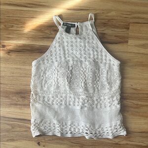 INC International Concepts White Crochet Halter Cami